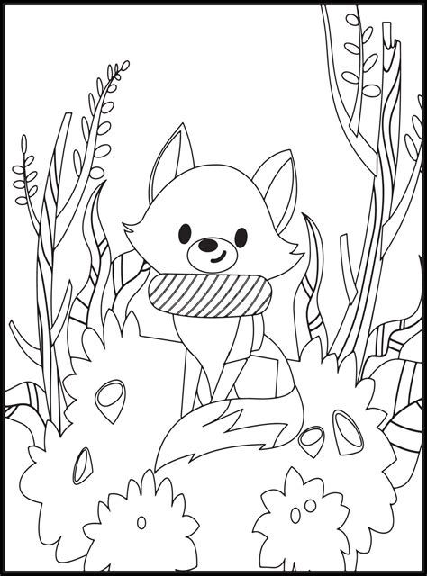 Cute Fox Coloring Pages For Kids 17502018 Vector Art At Vecteezy