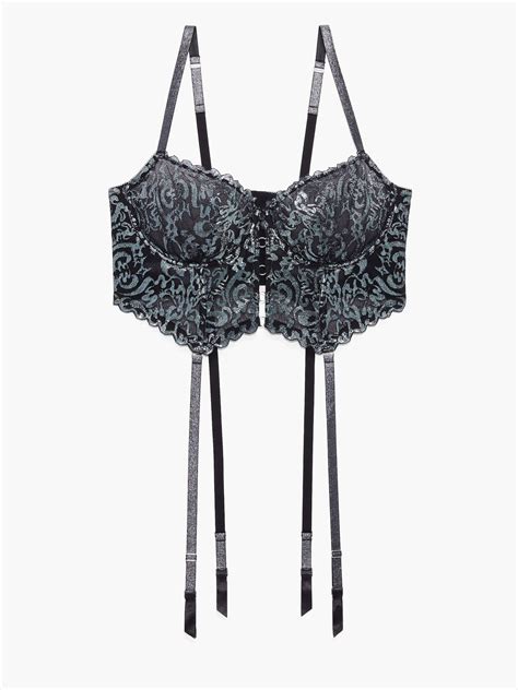 Sharp Dresser Lace Bustier in Black & Grey & Silver | SAVAGE X FENTY