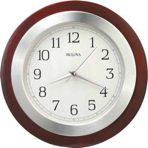 Bulova 14 In H X 14 In W Round Wall Clock With Wood Case And Brushed