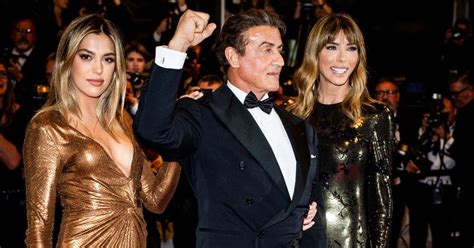 sistine stallone stuns in gold as she joins dad sylvester and mom jennifer flavin on cannes red