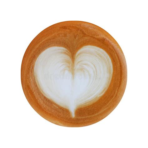 Top View Of Latte Art With Heart Shaped Isolated On White Stock Photo