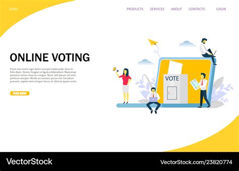 Online Voting Website Landing Page Design Vector Image