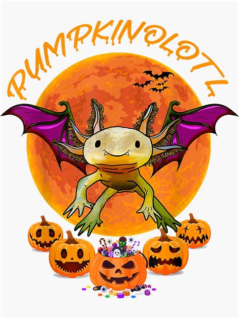 Cute Axolotl Halloween Costume Pumpkin Spooky Sticker By