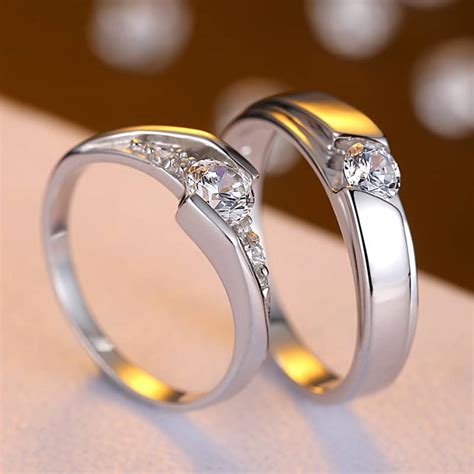 Cubic Zirconia Diamond Eternity Promise Rings For Couples Sterling