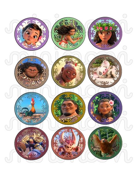 Set Of 12 Moana Cupcake Toppers Etsy