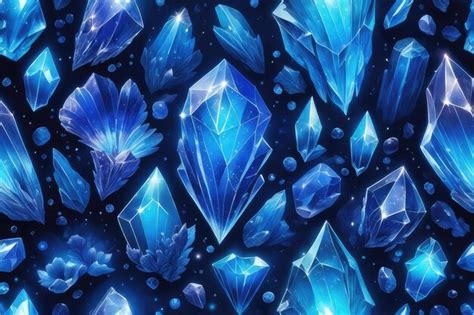 Premium Ai Image Blue Glowing Crystals Background