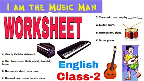 Worksheet I Am The Music Man Class 2 English Poem Youtube