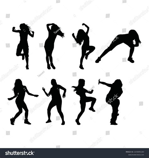 Zumba Dancers Icons Dynamic Black Silhouettes Stock Vector Royalty