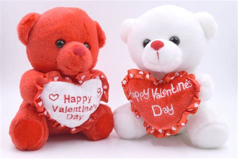 Free Fast Delivery 5 White Plush Happy Valentines Day Bear Red Heart Pillow Teddy Stuffed