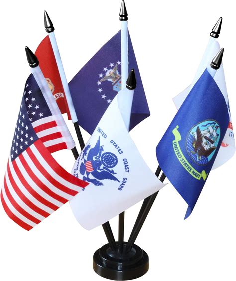 Anley Usa Armed Service Desk Flags Set 6 X 4 Inches Miniature
