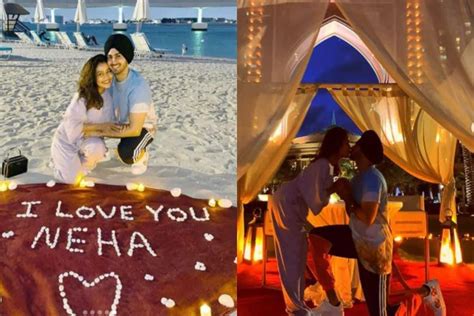 Neha Kakkar Rohanpreet Singh Kiss Under The Moonlight During Their Dubai Honeymoon Pictures Go