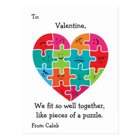 Valentine Classroom Cards Kids Autism Heart