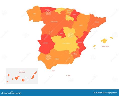 Map Of Spain Devided To 17 Administrative Autonomous Communities