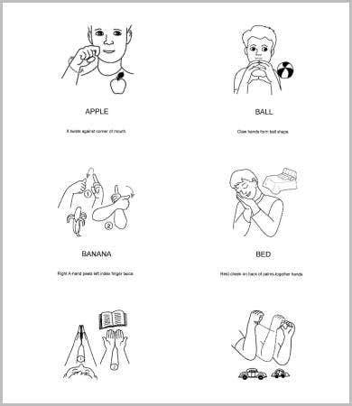 The basic sign language alphabet chart template features a colorful picture chart of alphabets and things whose names starts with those alphabets along with the sign that depicts the alphabet. Baby Sign Language Charts - 5+ Free PDF Documents Download ...