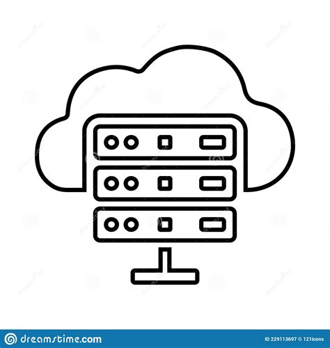 Storage Cloud Host Outline Icon Line Art Vector Stock Vector