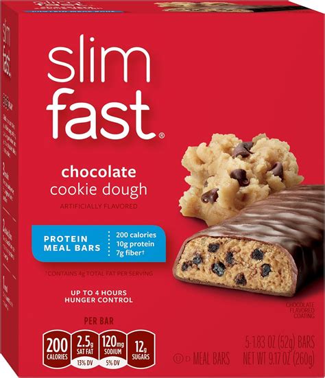 Slimfast Meal Replacement Bars Chocolate Cookie Dough 52 Grams 5