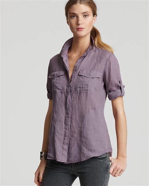 Button Down With Roll Up Sleeves By Theory Tops Roll Up Sleeves Women