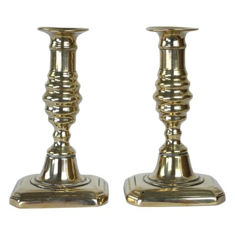 Antique Pair Of Brass Candlesticks Georgian For Sale At 1stdibs