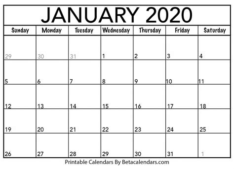Collect 2020 Monthly Calendar Printable Calendar Printables Free Blank