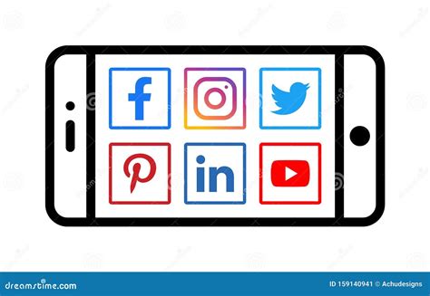 Android Mobile Phone Icon With Social Media Icons Cartoon Vector