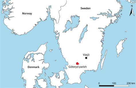 Map Of Scandinavia With The Study Area Göteryd Parish And The Town Of