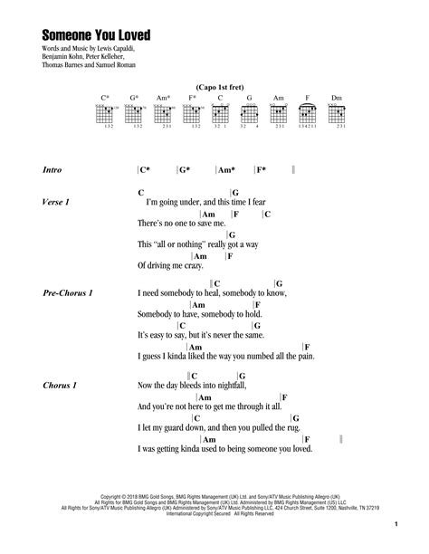 Someone You Loved Sheet Music Lewis Capaldi Guitar Chordslyrics