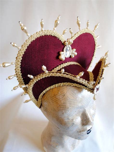 Tudors Headdressroyal Renaissance Headpieceburgundy And Gold Etsy