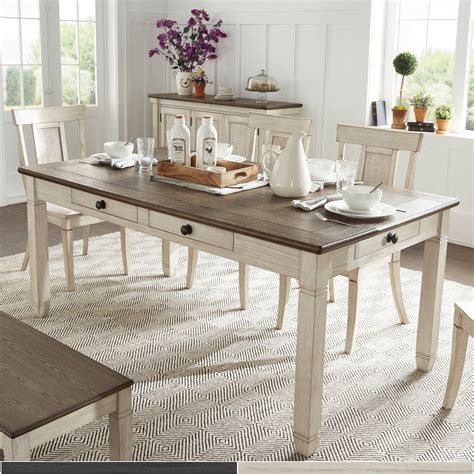 Farmhouse Dining Table With Drawer