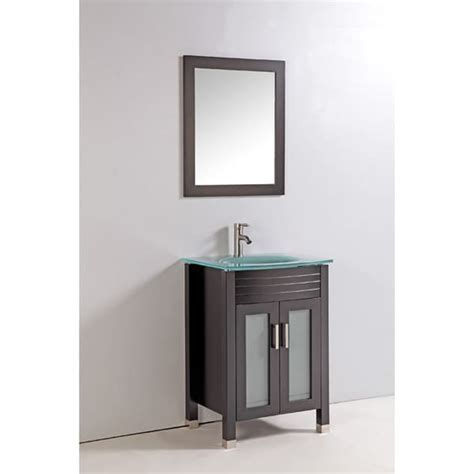 Shop Tempered Glass Top 24 Inch Single Sink Bathroom Vanity With Mirror