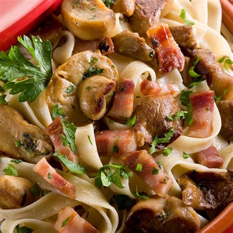 This recipe for bacon and mushroom tagliatelle is just a few steps to ...