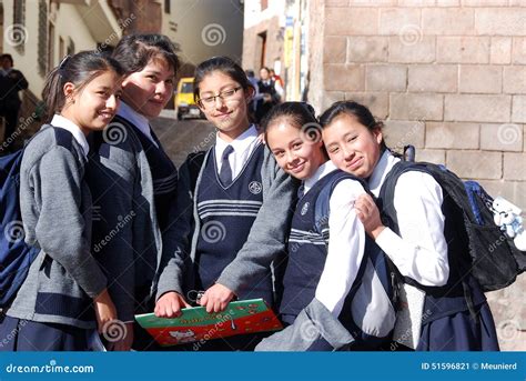School Girls Posing For Portrait Editorial Photo Image Of Center