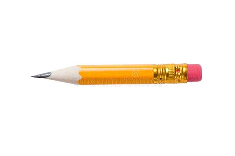 Very Short Yellow Pencil With A Rubber Stock Image Image Of Work