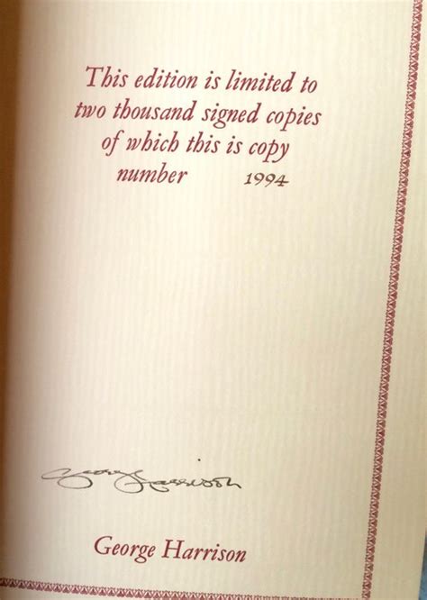 George Harrison I Me Mine Limited First Edition Book Signed And