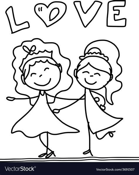 Cartoon Happy Same Sex Couple Wedding Royalty Free Vector