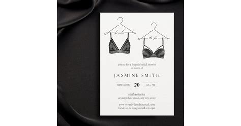 Black Lace Lingerie Bridal Shower Modern Invitation Zazzle