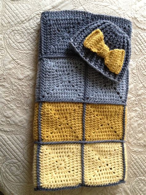 Of course, i do say that about all of them! Gray & yellow granny square baby blanket + matching hat ...