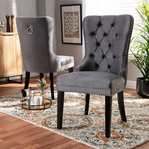 Dark charcoal grey makes a sophisticated backdrop, brought to life with gold accents such as grey is the perfect backdrop for a gallery of cool and quirky artwork. Set of 2 Baxton Studio Remy Grey Velvet Upholstered ...