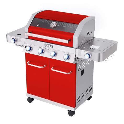 Monument Grills 4 Burner Propane Gas Grill In Red With Clear View Lid