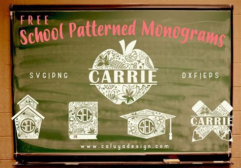 Download Patterned School Monogram Free SVG, PNG, DXF & EPS | Free svg, Monogram, Free stencils
