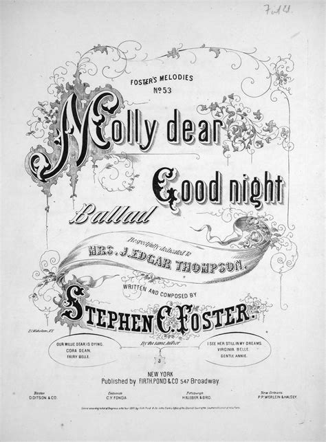 067128 Fosters Melodies No53 Molly Dear Good Night Ballad