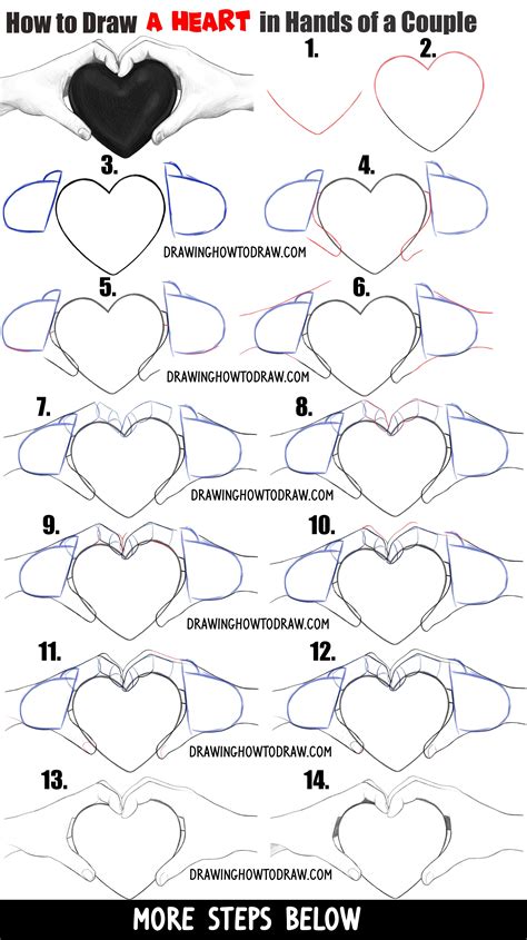 Cute anime couples drawings holding hands. How to draw couple's hands holding a heart for valentine's ...