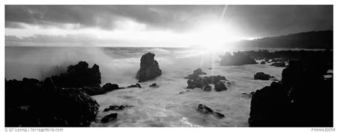 Panoramic Black And White Picturephoto Primeval Seascape With Surf