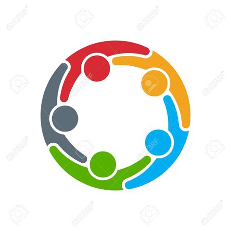 People Icon Group Of Five Persons In Circle Royalty Free Cliparts