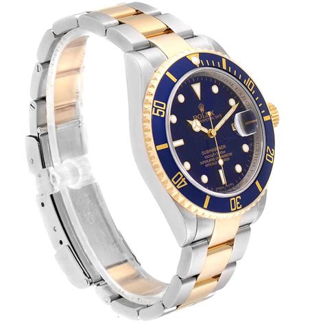Correct date font and size. Rolex Submariner Purple Blue Dial Steel Yellow Gold Mens ...