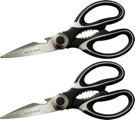 Belle Vous Heavy Duty Kitchen Scissors With Blade Covers 2 Pack