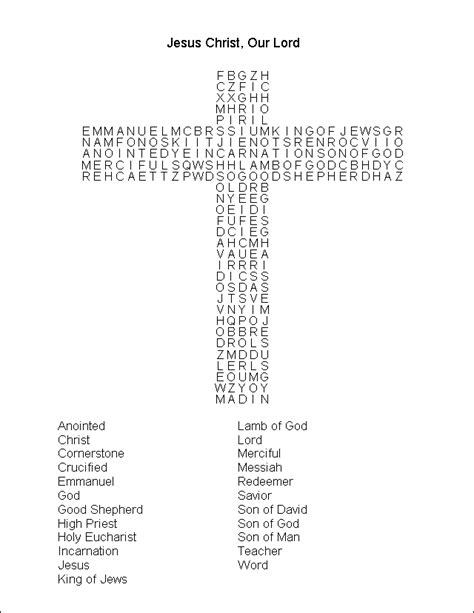 MyCatholicSource Word Search Jesus Christ Our Lord