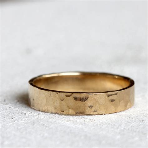 Hammered 18k Yellow Gold Wedding Ring Praxis Jewelry