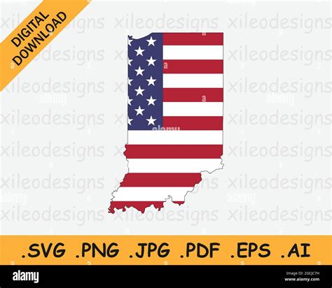 mapa de indiana con bandera americana in ee uu mapa del estado en us bandera icono de
