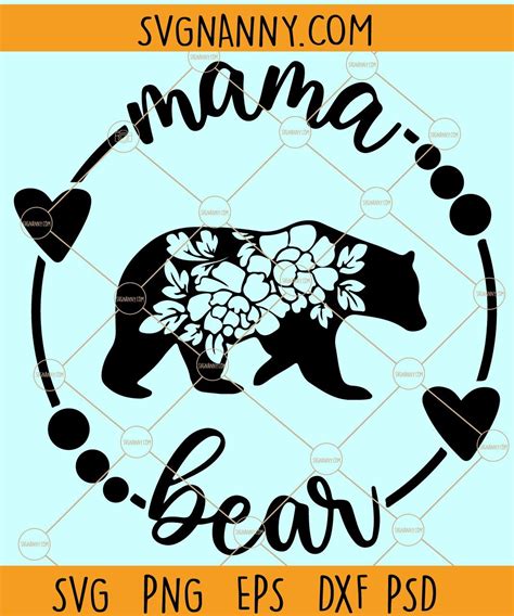 Floral mama bear svg, Mama bear floral svg, mama bear svg, bear floral