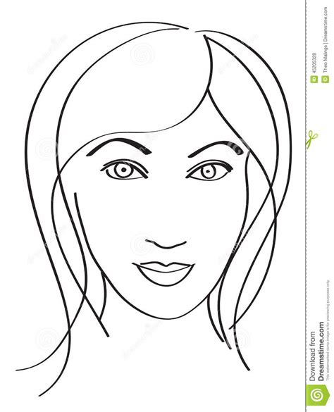 Simple Womans Face Stock Vector Image 45205328